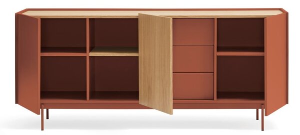 Ciglasta/u prirodnoj boji niska komoda u dekoru hrasta 180x78 cm Otto – Teulat