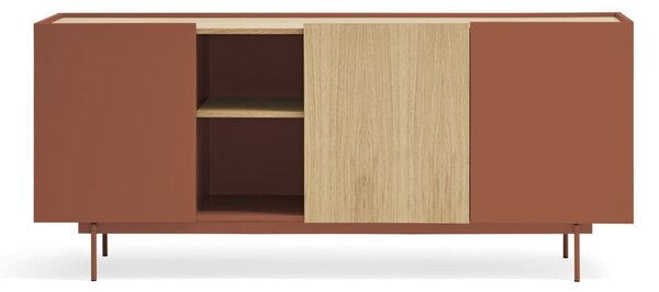 Ciglasta/u prirodnoj boji niska komoda u dekoru hrasta 180x78 cm Otto – Teulat