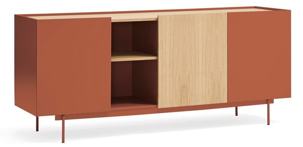 Ciglasta/u prirodnoj boji niska komoda u dekoru hrasta 180x78 cm Otto – Teulat