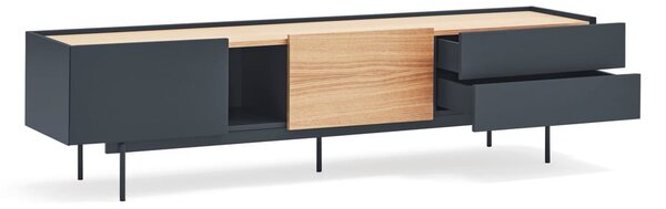 Antracitno siva/u prirodnoj boji TV komoda u dekoru hrasta 180x45 cm Otto – Teulat