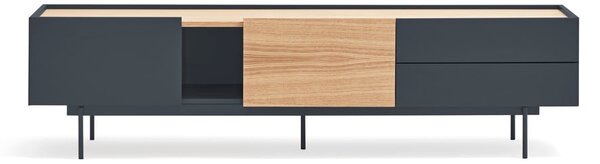 Antracitno siva/u prirodnoj boji TV komoda u dekoru hrasta 180x45 cm Otto – Teulat