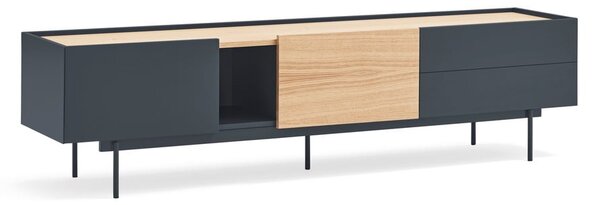 Antracitno siva/u prirodnoj boji TV komoda u dekoru hrasta 180x45 cm Otto – Teulat