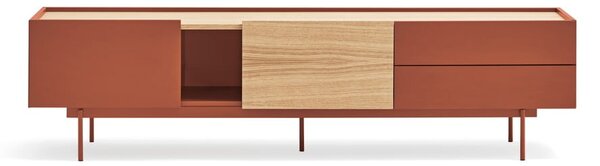 Ciglasta/u prirodnoj boji TV komoda u dekoru hrasta 180x45 cm Otto – Teulat
