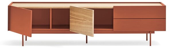 Ciglasta/u prirodnoj boji TV komoda u dekoru hrasta 180x45 cm Otto – Teulat