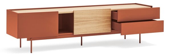 Ciglasta/u prirodnoj boji TV komoda u dekoru hrasta 180x45 cm Otto – Teulat