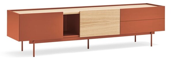 Ciglasta/u prirodnoj boji TV komoda u dekoru hrasta 180x45 cm Otto – Teulat