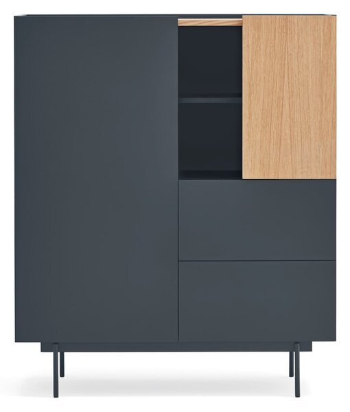 Antracitno siva/u prirodnoj boji visoka komoda u dekoru hrasta 100x120 cm Otto – Teulat
