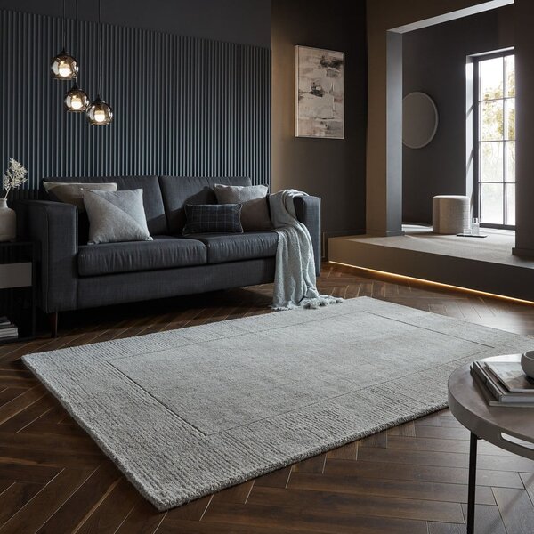 Sivo-bež ručno rađen vunen tepih 120x170 cm Border – Flair Rugs