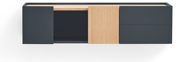 Antracitno siva/u prirodnoj boji niska komoda u dekoru hrasta 110x23 cm Otto – Teulat