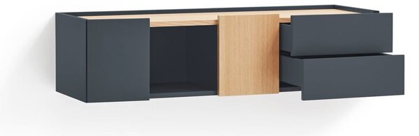 Antracitno siva/u prirodnoj boji niska komoda u dekoru hrasta 110x23 cm Otto – Teulat