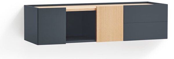 Antracitno siva/u prirodnoj boji niska komoda u dekoru hrasta 110x23 cm Otto – Teulat