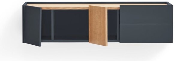 Antracitno siva/u prirodnoj boji niska komoda u dekoru hrasta 110x23 cm Otto – Teulat