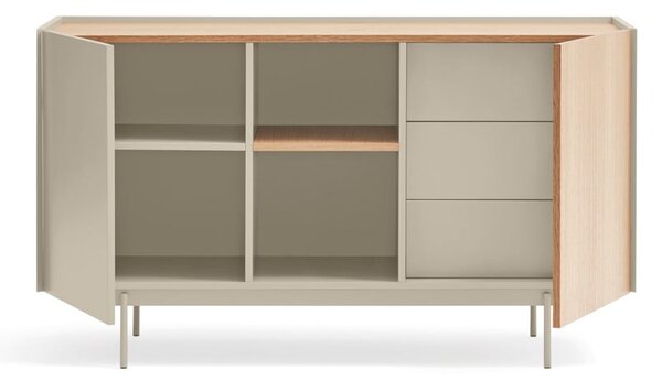 Bež/u prirodnoj boji niska komoda u dekoru hrasta 130x78 cm Otto – Teulat