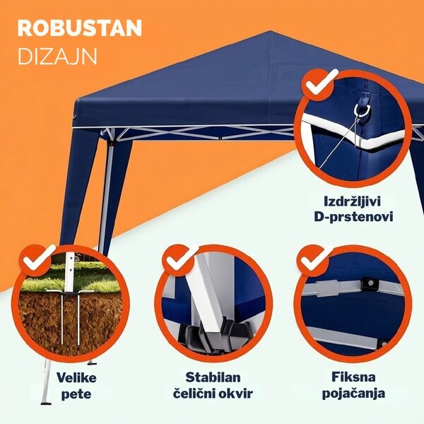 Party šator / paviljon CAPRI PLUS s 2 bočne stranice, 3×3 m, plava Casaria