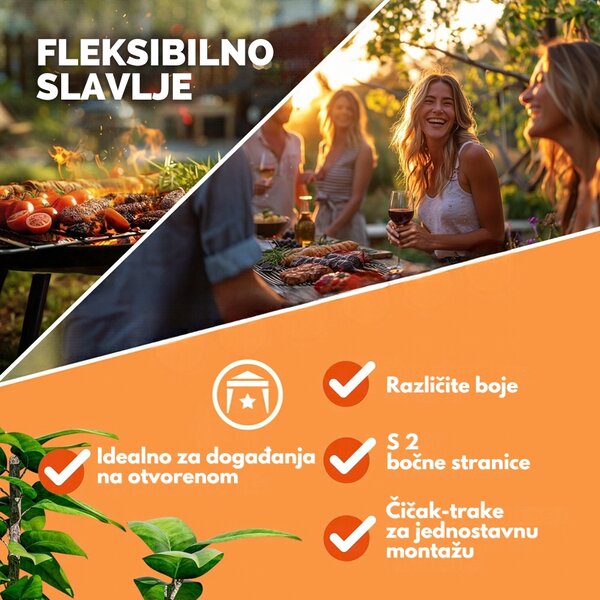 Party šator / paviljon CAPRI PLUS s 2 bočne stranice, 3×3 m, plava Casaria
