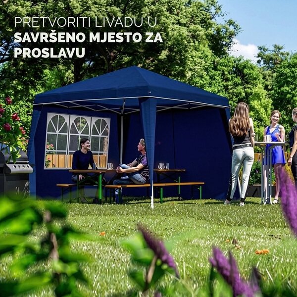 Party šator / paviljon CAPRI PLUS s 2 bočne stranice, 3×3 m, plava Casaria
