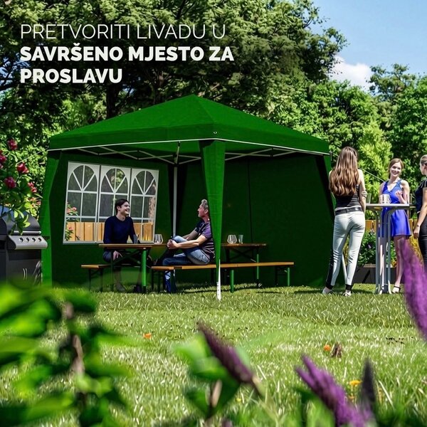 Party šator / paviljon CAPRI PLUS s 2 bočne stranice, 3×3 m, zeleni Casaria