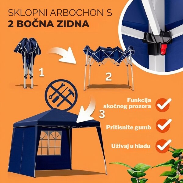 Party šator / paviljon CAPRI PLUS s 2 bočne stranice, 3×3 m, plava Casaria