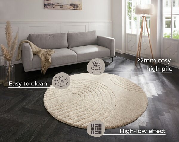 Kremasti bijeli tepih Mint Rugs Norwalk Fergus, ø 160 cm