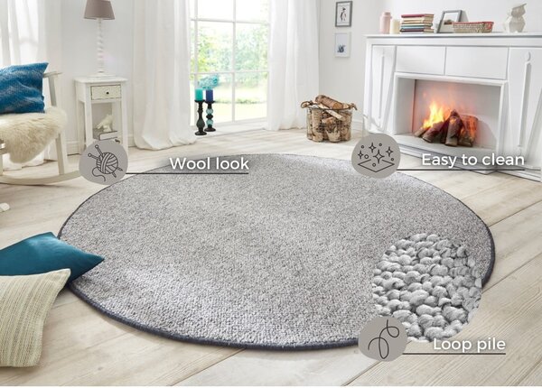 Sivi okrugli tepih ø 200 cm Wolly – BT Carpet