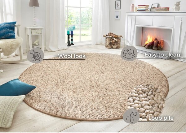 Svjetlo smeđi okrugli tepih ø 200 cm Wolly – BT Carpet