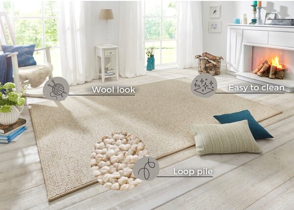 Krem tepih 160x240 cm Wolly – BT Carpet