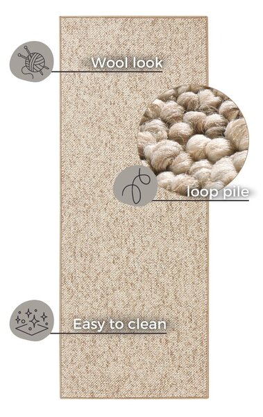 Svjetlo smeđa staza 80x200 cm Wolly – BT Carpet