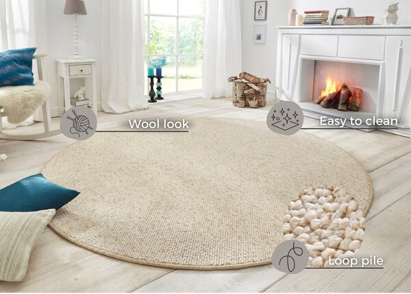 Krem okrugli tepih ø 133 cm Wolly – BT Carpet