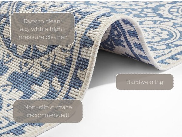 Plavo-krem vanjski tepih NORTHRUGS Jardin, 80 x 250 cm
