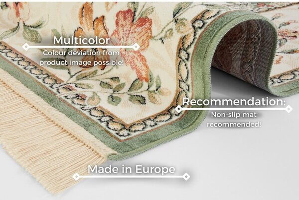 Zeleni/krem tepih viskozan 160x230 cm Oriental – Nouristan