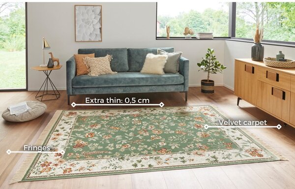 Zeleni/krem tepih viskozan 160x230 cm Oriental – Nouristan