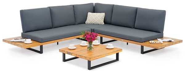 Kutna vrtna sofa Celano Garden Point antracit boje akacijevog drva
