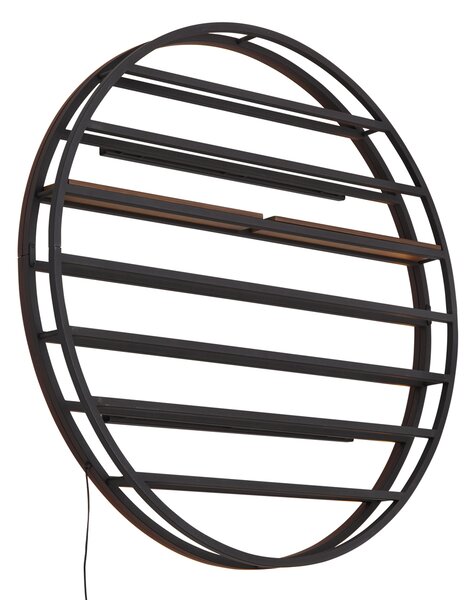 Modern Wall Lamp Black with wine rack Incl. LED - Wine Rack