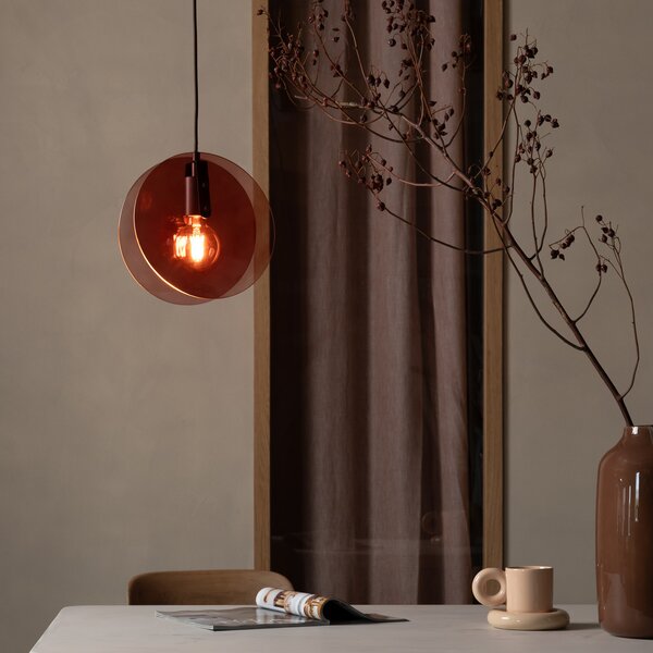 IT´S ABOUT ROMI IT'S viseća lampa Toledo, smeđa, Ø 25 cm, Smeđa / hrđa, spavaća soba, Staklo