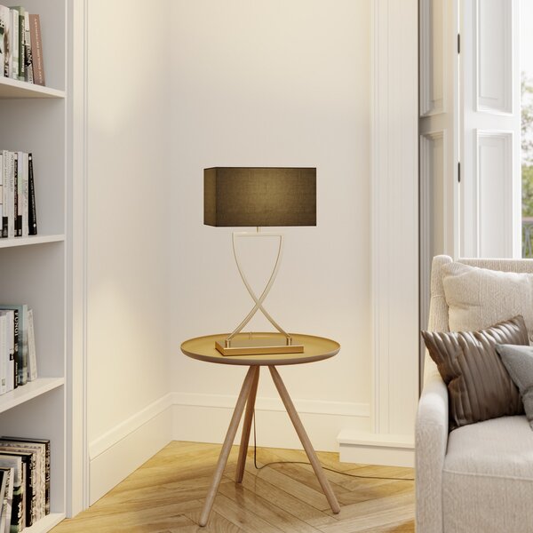 Lucande stolna lampa Evaine, mesing/crna, 66 cm, E27, Crno, Dnevni boravak/blagovaonica, Metal