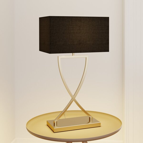 Lucande stolna lampa Evaine, mesing/crna, 66 cm, E27, Crno, Dnevni boravak/blagovaonica, Metal