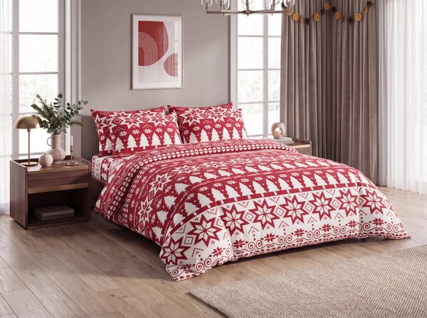 Flanelska posteljina BOŽIĆNA ŠUMA crvena Dimenzije posteljine: 2 kom 70 x 90 cm | 200 x 220 cm