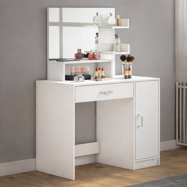 Toaletni stol Jocelyn s LED rasvjetom i stolicom 140 × 90 × 40 cm