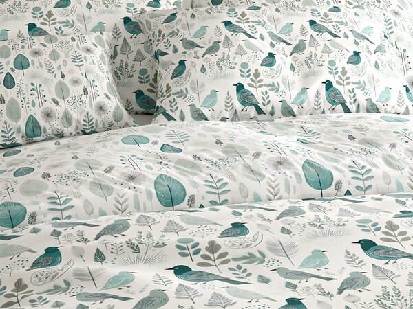 Polipamučna posteljina LEAFBIRD POLY bijelo-zelena Dimenzije posteljine: 70 x 90 cm | 140 x 200 cm