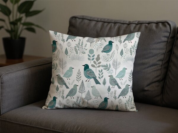 Polipamučna jastučnica LEAFBIRD POLY 45x45 cm, bijelo-zelena