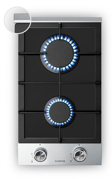 Klarstein Verosteel plinska ploča za kuhanje, 2 zone, električno paljenje, kompatibilna s prirodnim plinom i ukapljenim naftnim plinom, 4200 W, 30 cm