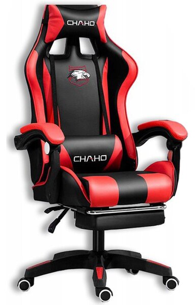 Udobna gaming stolica sa crno-crvenim jastukom
