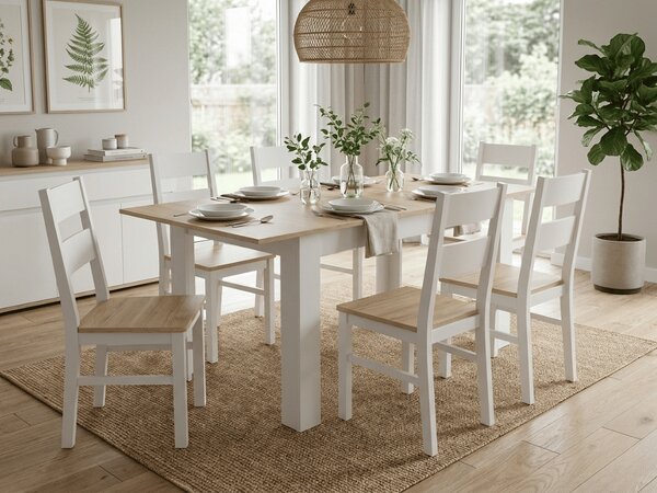 Produživi blagovaonski stol MADO 120/160x80 cm, bijela/dub sonoma
