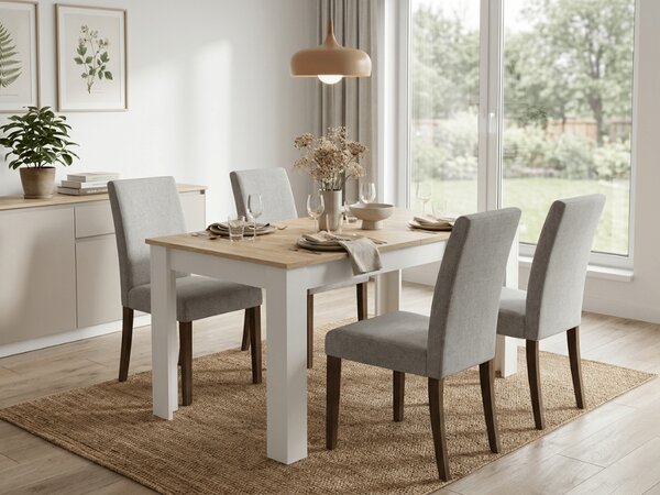 Produživi blagovaonski stol MADO 120/160x80 cm, bijela/dub sonoma