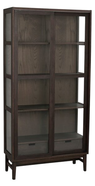 Smeđa vitrina u dekoru hrasta s kliznim vratima 100x203 cm Hazelton – Rowico