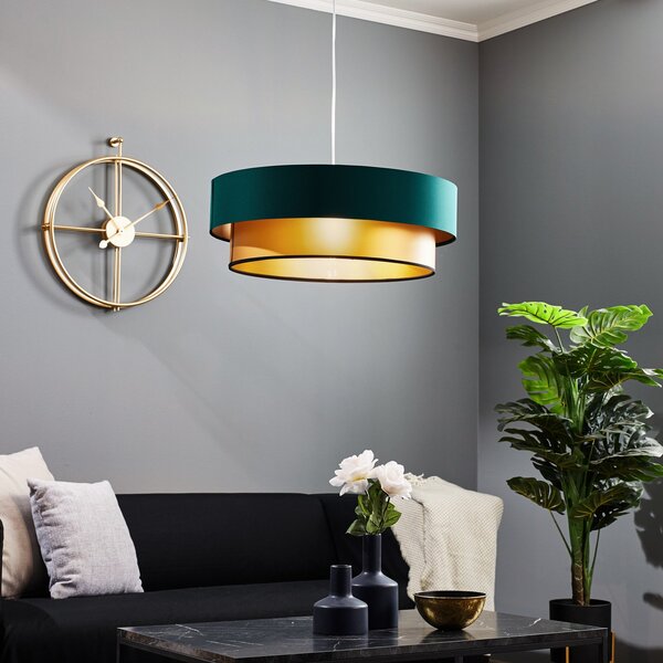 Maco Design Viseća lampa Dorina, zelena/zlatna Ø 60cm, prigušiva, Zelena, Dnevni boravak/blagovaonica, Plastika