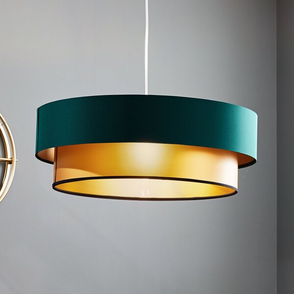 Maco Design Viseća lampa Dorina, zelena/zlatna Ø 60cm, prigušiva, Zelena, Dnevni boravak/blagovaonica, Plastika