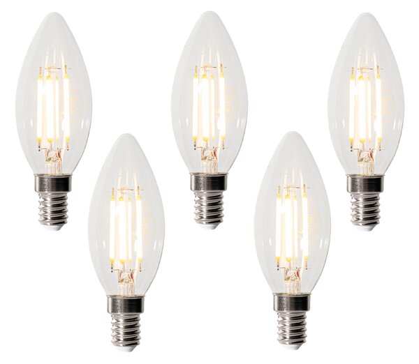 Set od 5 E14 LED žarulja s mogućnošću prigušivanja u 3 koraka B35 prozirne 4W 450 lm 2700K