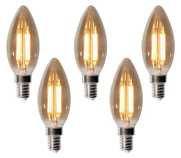 Set od 5 E14 prigušivih LED žarulja B35 Smoke 4W 300 lm 2200K
