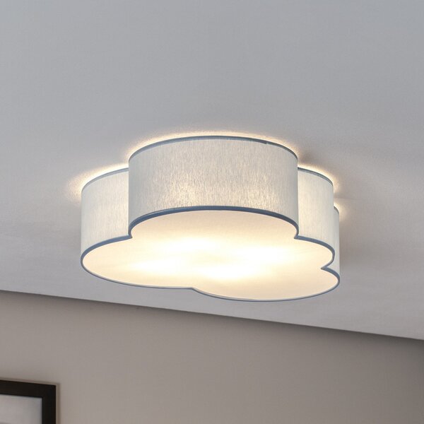 TK Lighting Stropna svjetiljka Cloud, plava, duljine 63 cm, tekstil, cloud, E27, prigušiva, Plava, rasadnik, Tkanina / tekstil